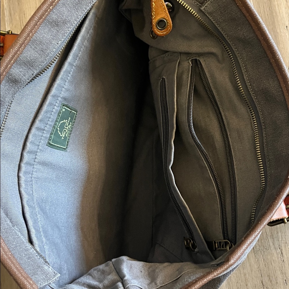 TSD Brand Redwood Shopper Tote Gray Canvas & Leather - Picture 8 of 8